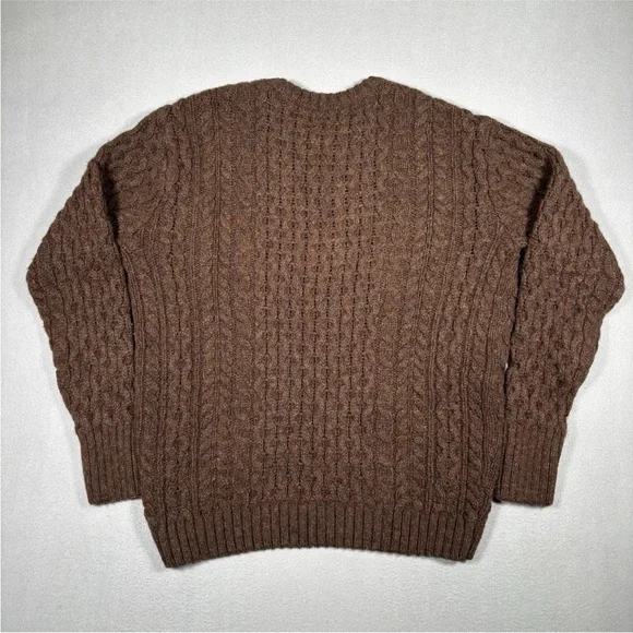 Brandy Melville Cable Knit Sweater Women’s One Size Brown Heavy Wool Blend - Picture 8 of 9
